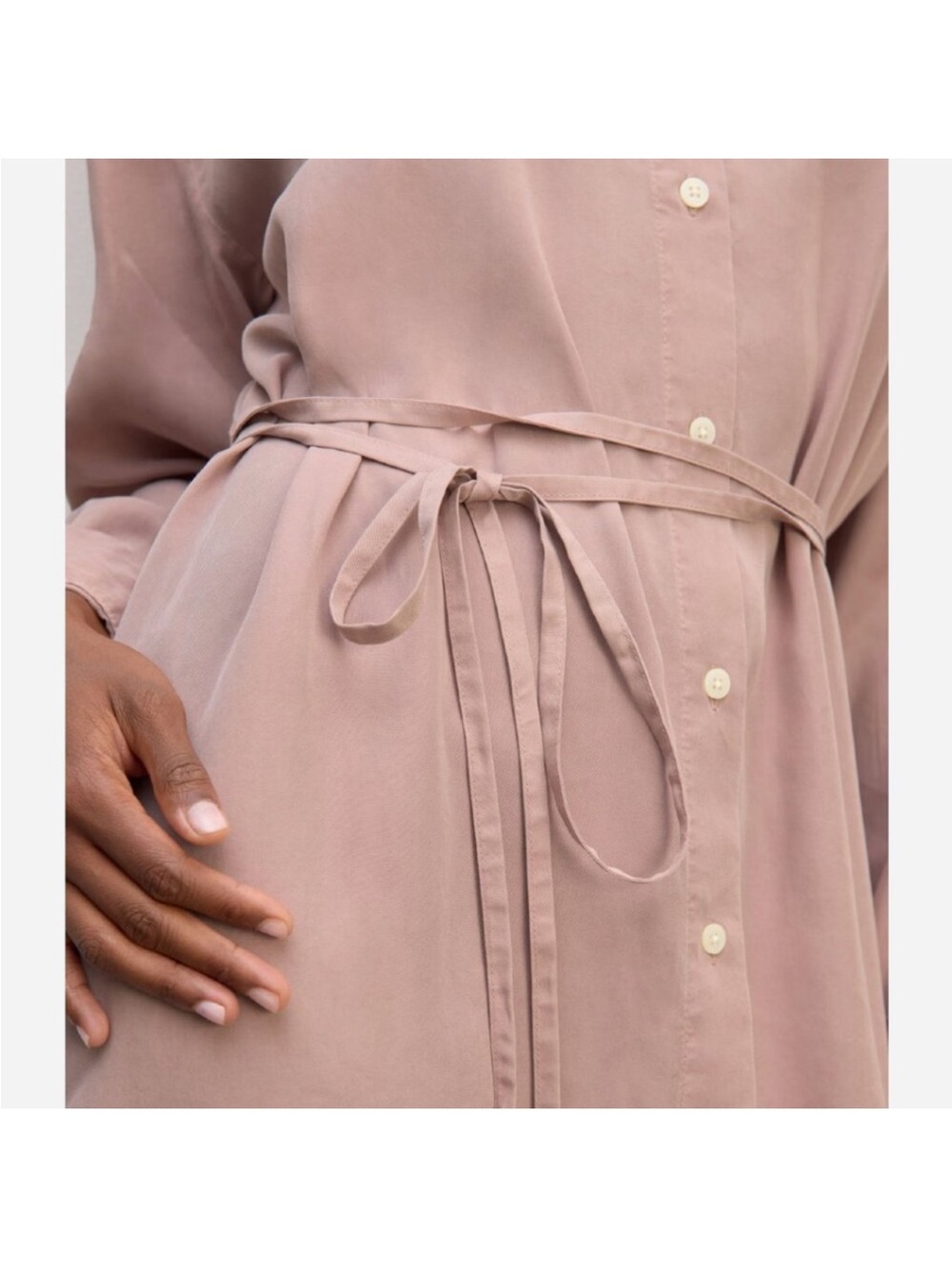 Everlane Women's Long Sleeve Shirt Dress in Blush Pink